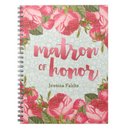 Weiße u. grüne Spitze Matrone-von-Ehrehochzeit Notizblock
