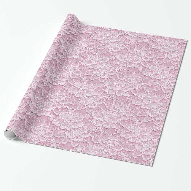 Weiße u. rosa Spitze-Beschaffenheit Geschenkpapier (Ungerollt)