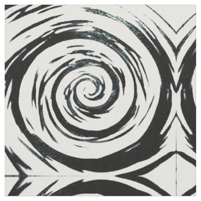 Weiße u. schwarze hypnotische Strudel-Kunst Stoff (Nahaufnahme)