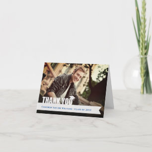 Weiße Überlagerungsband-Abschlussmütze Modernes Fo Dankeskarte