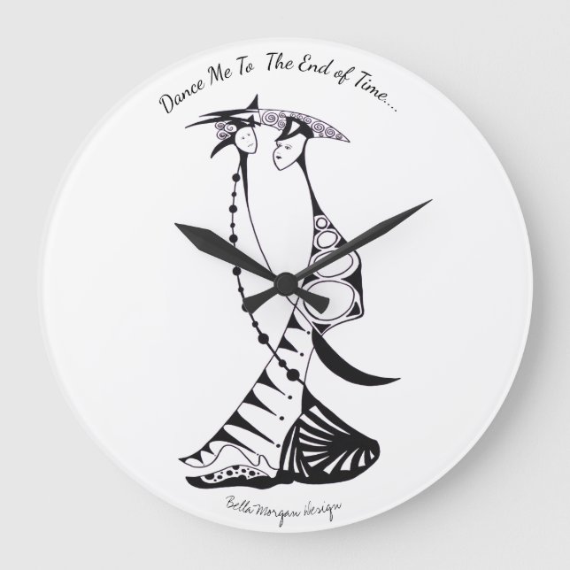 Weiße Uhr mit tanzendem Paar (Vorderseite)