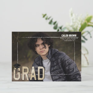 Weiße Umrandung Grad Absolventenfoto-Ankündigung Einladung