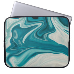 Weiße und aquamarine abstrakte Malerei Laptopschutzhülle