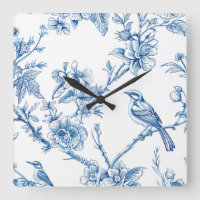 Weiße und blaue Chinoiserie-Wanduhr