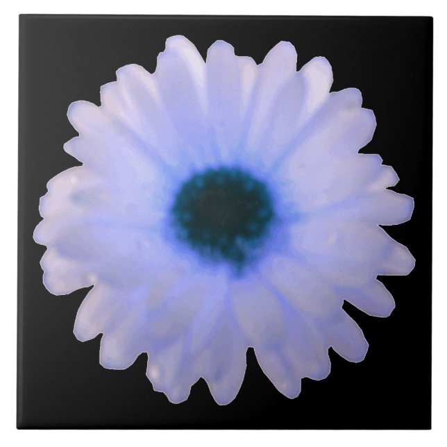 Weiße und blaue Marigold Tile Fliese (Vorderseite)