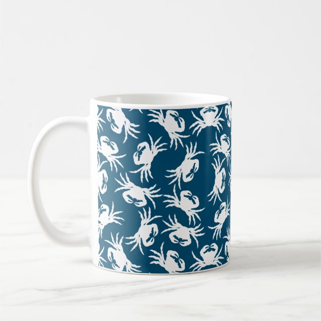 Weiße und blaue Nahkampfmuster Kaffeetasse (Links)