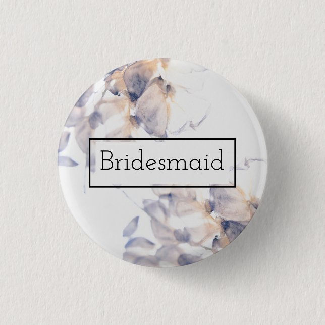 WEISSE UND BLAUE PATELES FLORAL ELEGANT BRIDESMAID BUTTON (Vorderseite)