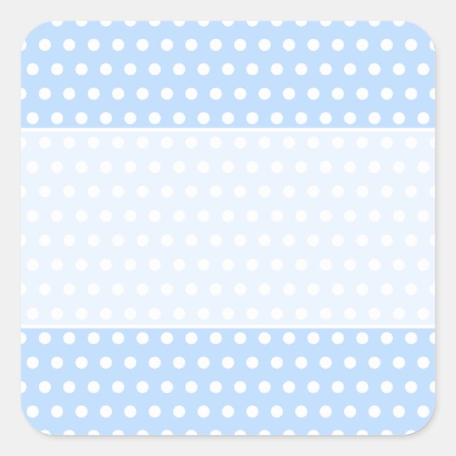 Weiße und blaue Polka Dot Muster. Spotty. Quadratischer Aufkleber (Vorderseite)