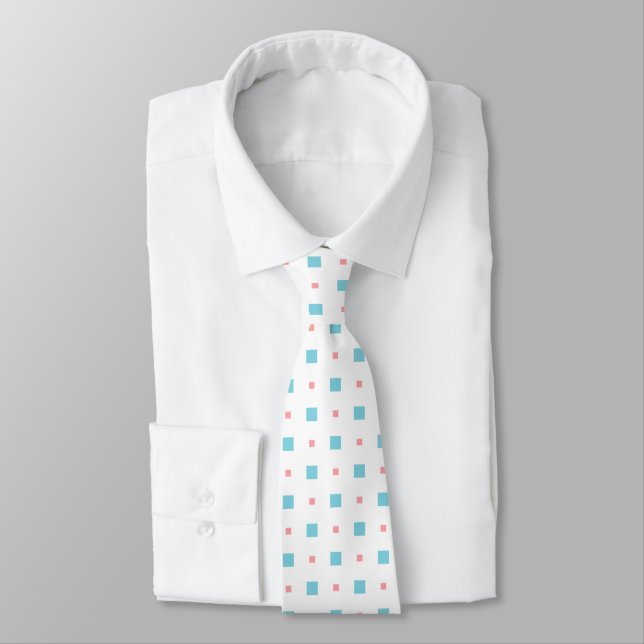 Weiße und blaue Quadrate Neck Tie Krawatte (Gebunden)