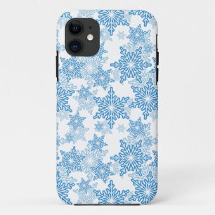 Weiße und blaue Schneeflocke Nahtloses Muster Case-Mate iPhone Hülle