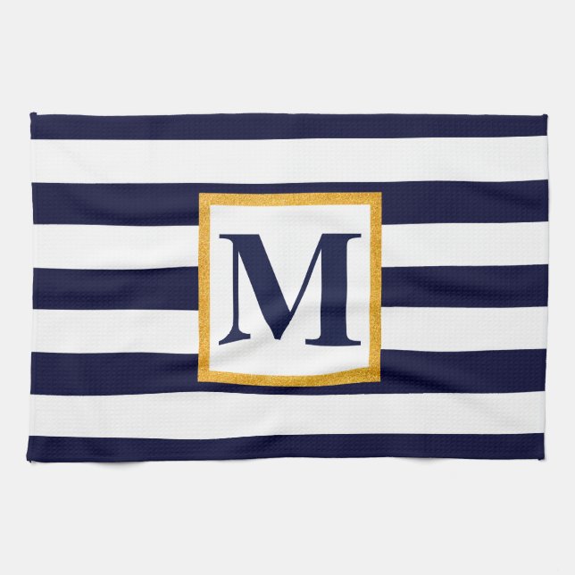 Weiße und blaue Streifen Geschirrtuch (Horizontal)