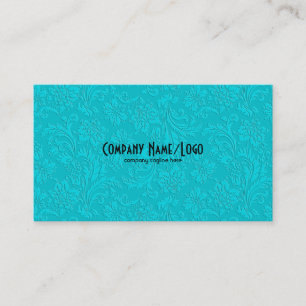Weiße und blaue Vintage-Blumendamastmuster Visitenkarte