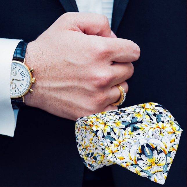 WEISSE UND BLAUE WASSERFARBE LILIES DER KRAWATTE D (Von Creator hochgeladen)