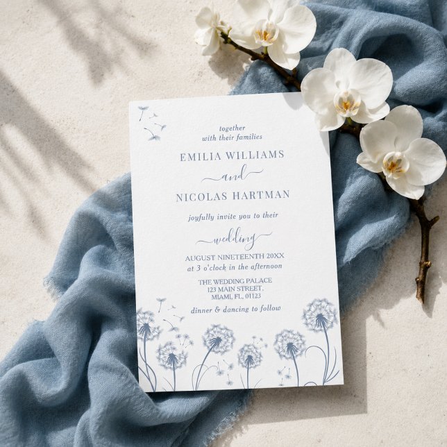 Weiße und blaue Wildblume Boho Wedding Einladung (Von Creator hochgeladen)