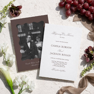 Weiße und braune Hochzeit Einladung