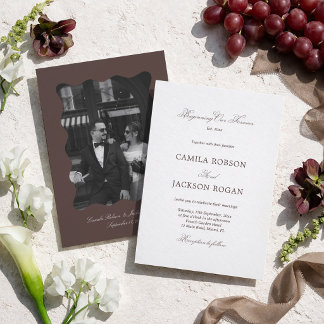 Weiße und braune Hochzeit Einladung