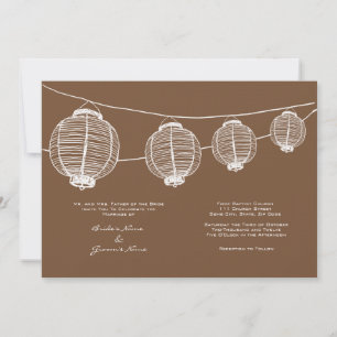 Weiße und braune Laternen zum Hochzeitsempfang Einladung