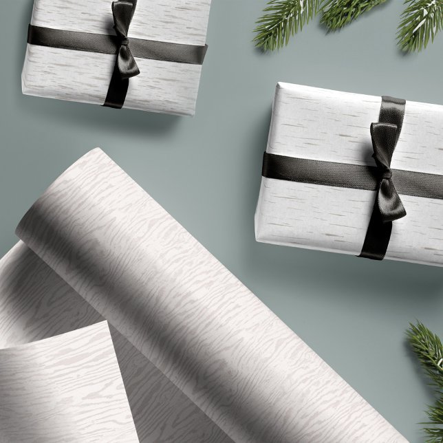 Weiße und cremige rustikale natürliche Birke Barkt Geschenkpapier Set (White & Cream Rustic Natural Birch Bark Texture Wrapping Paper Sheets)