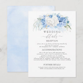 Weiße und dunkelblaue Blumen Hochzeitsinformatione Begleitkarte