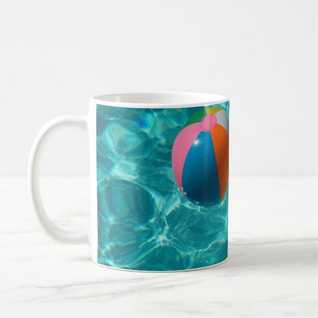 Weiße und farbenfrohe Beachball Kaffeetasse (Links)
