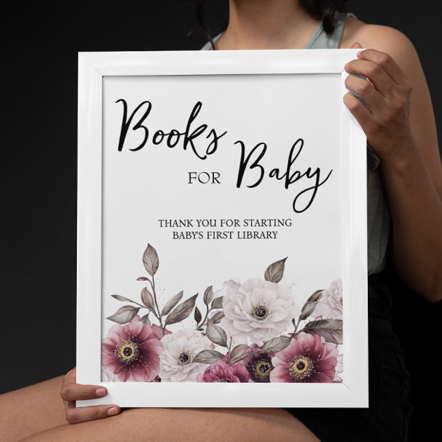 Weiße und florale Bücher für Babysignatur Poster (Von Creator hochgeladen)