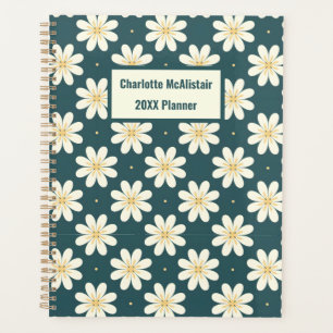 Weiße und gelbe Blume Planer