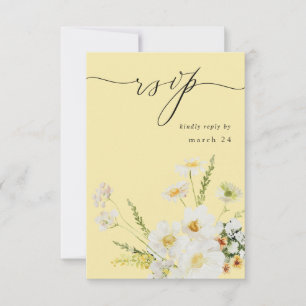 Weiße und gelbe Blüte Mahlzeit UAWG 2 Gelb RSVP Karte