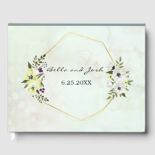 Weiße und gelbe Blüte mit Goldhochzeit Gästebuch
