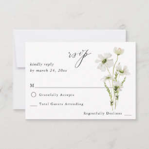 Weiße und gelbe Blüte ni Mahlzeit UAWG 3 RSVP Karte