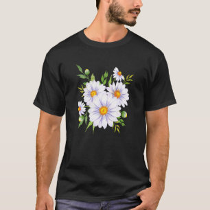Weiße und gelbe Herz-Gänseblümchen-Blumen-Garten T-Shirt