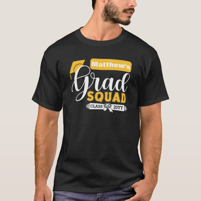 Weiße und gelbe Leinwand Männchen Schwarzer Grad T-Shirt (Vorderseite)