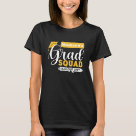 Weiße und gelbe Schrift Weibliche Schwarzer Grad-Q T-Shirt