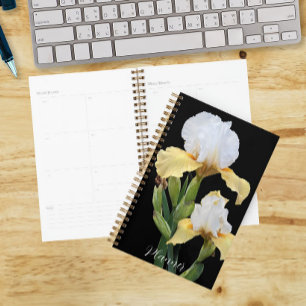Weiße und gelbe Schwertlilien Blumen Planer