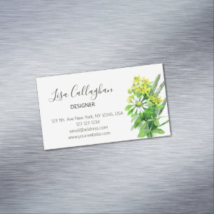 Weiße und gelbe Wildblumen Magnetische Visitenkarte