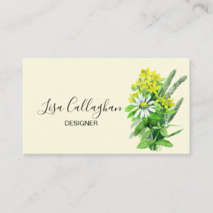 Weiße und gelbe Wildblumen Visitenkarte