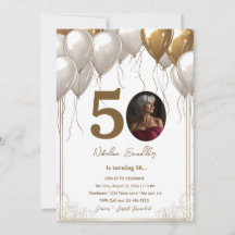 Weiße und goldene Ballons 50 Geburtstagsparty