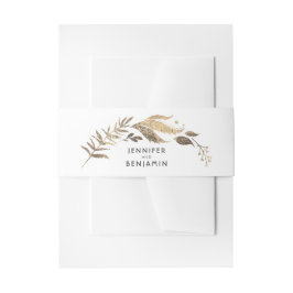 Weiße und goldene Blätter Laurel Wedding Einladungsbanderole