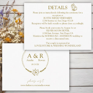 Weiße und goldene Blume - Details zur Hochzeit Begleitkarte