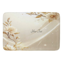 Weiße und goldene Blumen Badematte