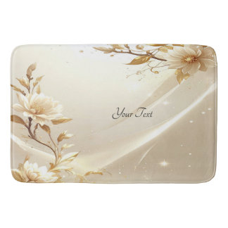 Weiße und goldene Blumen Badematte