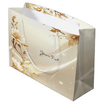 Weiße und goldene Blumen-Geschenktasche
