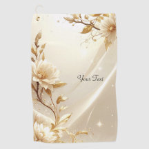 Weiße und goldene Blumen Golfhandtuch
