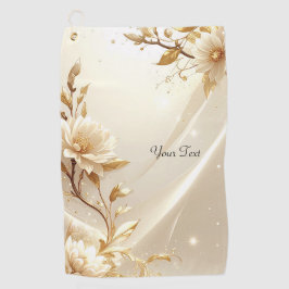 Weiße und goldene Blumen Golfhandtuch