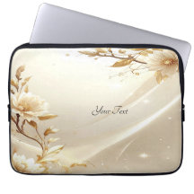 Weiße und goldene Blumen-Laptoptasche