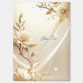 Weiße und goldene Blumen Magnet