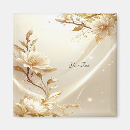 Weiße und goldene Blumen Magnet