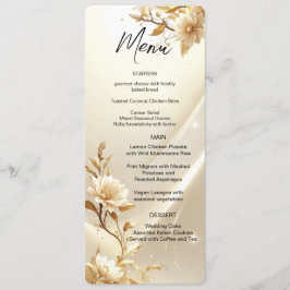Weiße und goldene Blumen Menü Menükarte