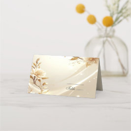 Weiße und goldene Blumen Platzkarte
