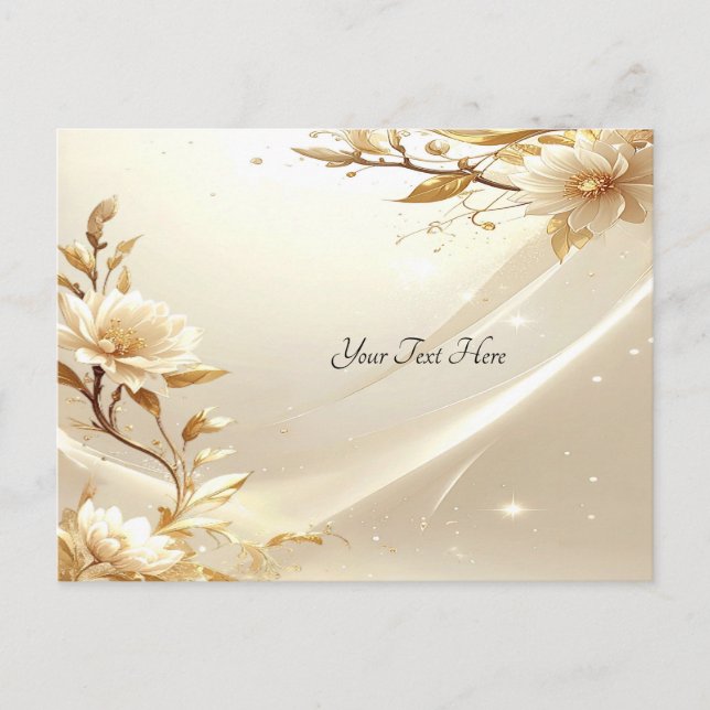 Weiße und goldene Blumen Postkarte (Vorderseite)