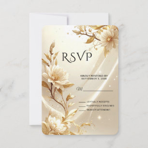 Weiße und goldene Blumen RSVP-Karte RSVP Karte
